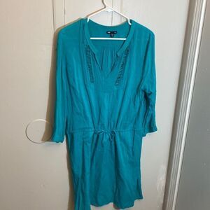 Teal GAP shift dress with tie